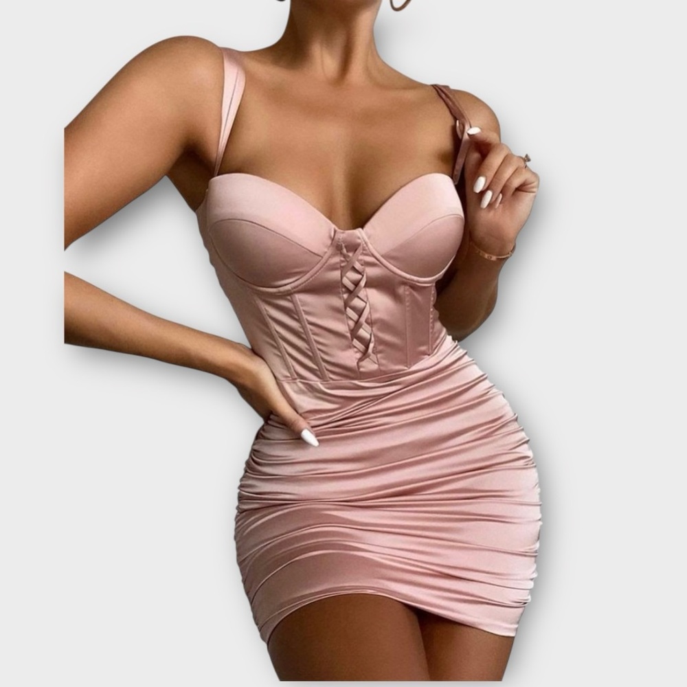 Elegant Pink Corset Mini Dress